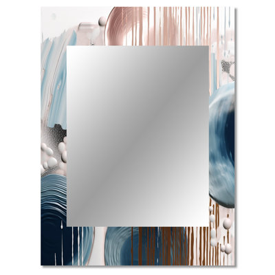 Whispers Of Marble IV - Marble Mirror, Blue Decorative Wall Mirror, Printed Metal Art