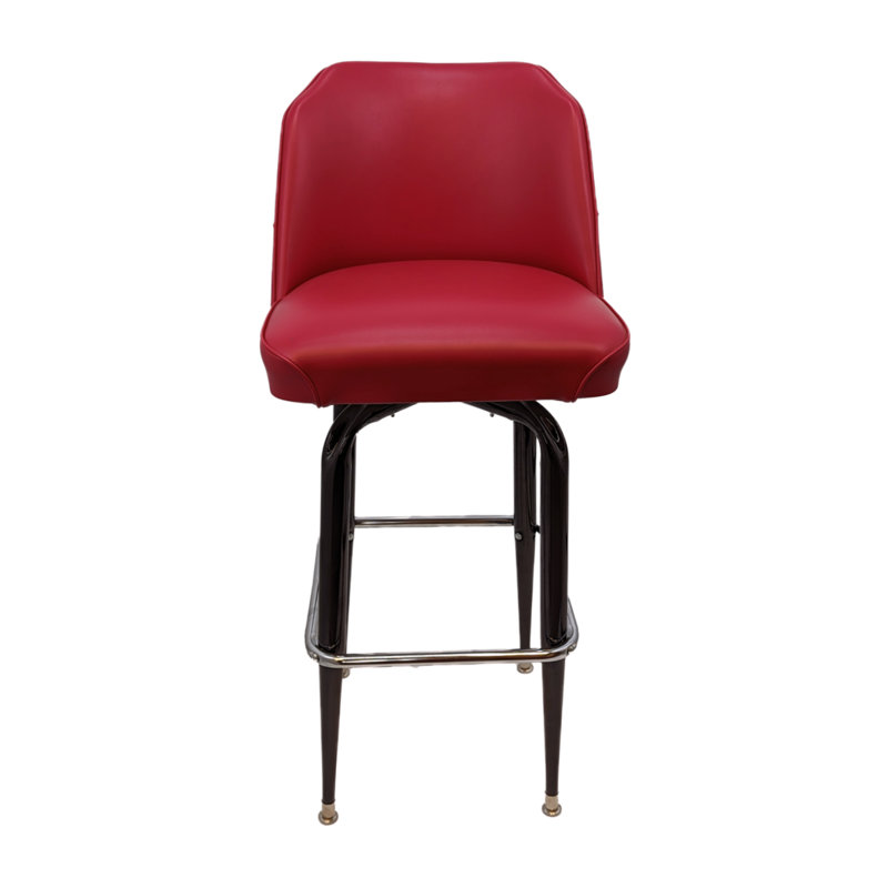 Tufted Button Upholstered Bucket Swivel Bar Stool, Dark Cherry