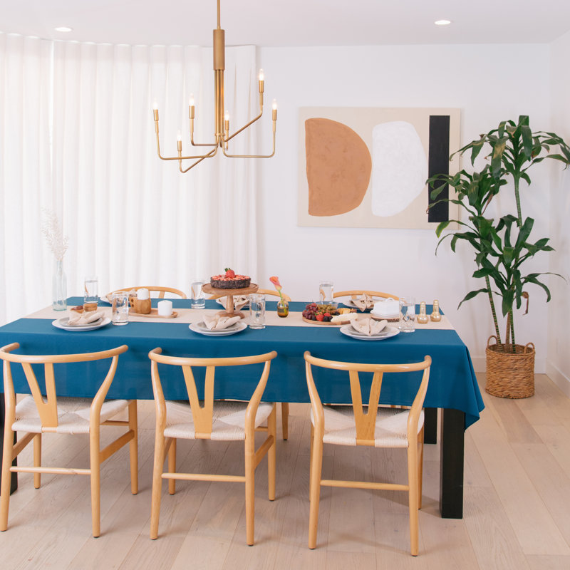 Rectangular Stain-Resistant Polyester Tablecloth - Basics by Wayfair™, Dark Teal, 108" x 60"