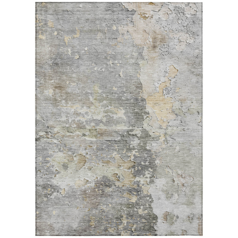 Tapis intérieur gris lavable abstrait 5 pi x 8 pi