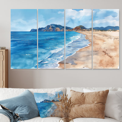 «Blue White Italian Beachside Escape III», ensemble de reproduction d'art mural plage