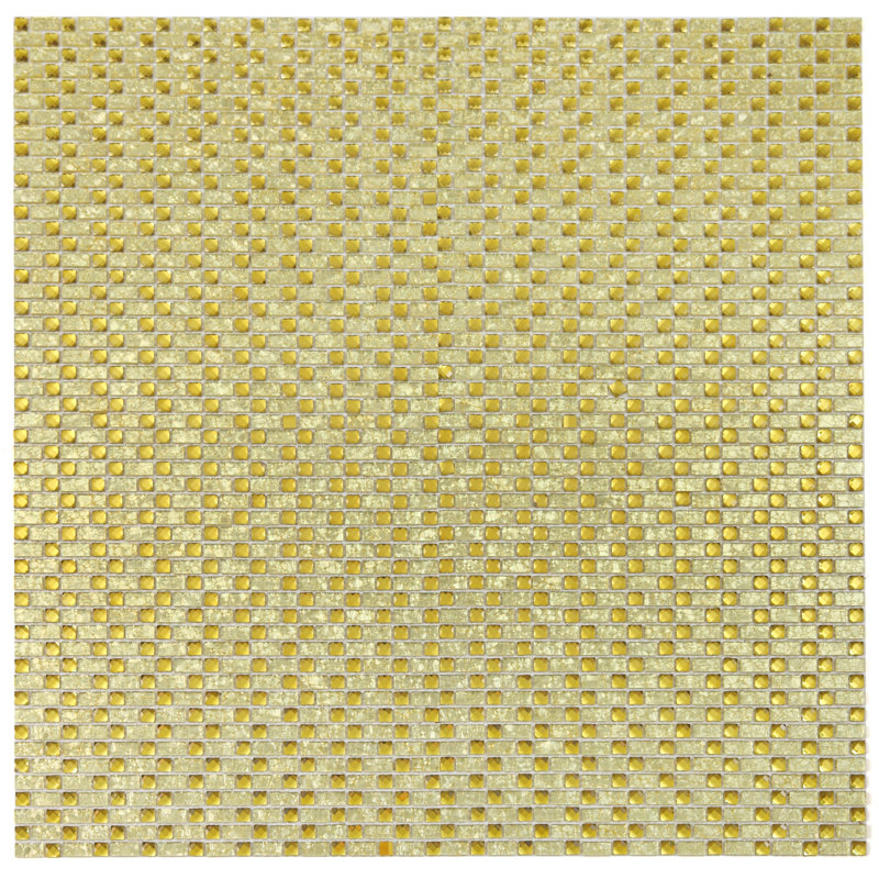 Artistic Jewels 12 in.x 12 in. Diamond Cut Glass Handmade Mosaic Decorative Kitchen & Bathroom Wall Tile, Yellow Gold