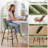 Swivel Bar Stools Set Of 3, Counter Height Bar Stools With Back & Metal Legs-Green-1874607204