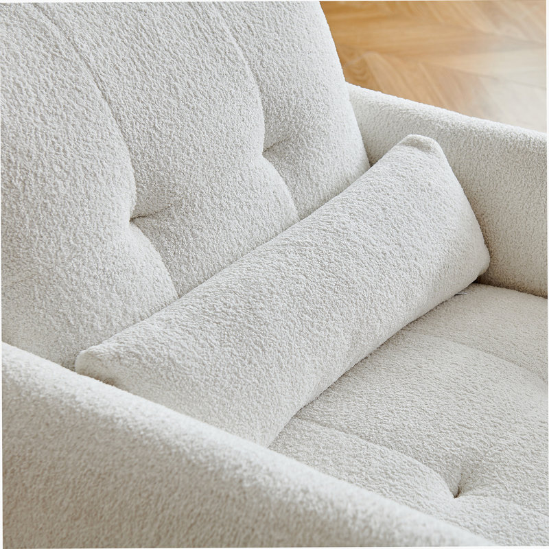 Chaise d'appoint moderne capitonnée, canapé simple rembourré en velours Raindrop avec coussin lombaire pour espaces intérieurs polyvalents
