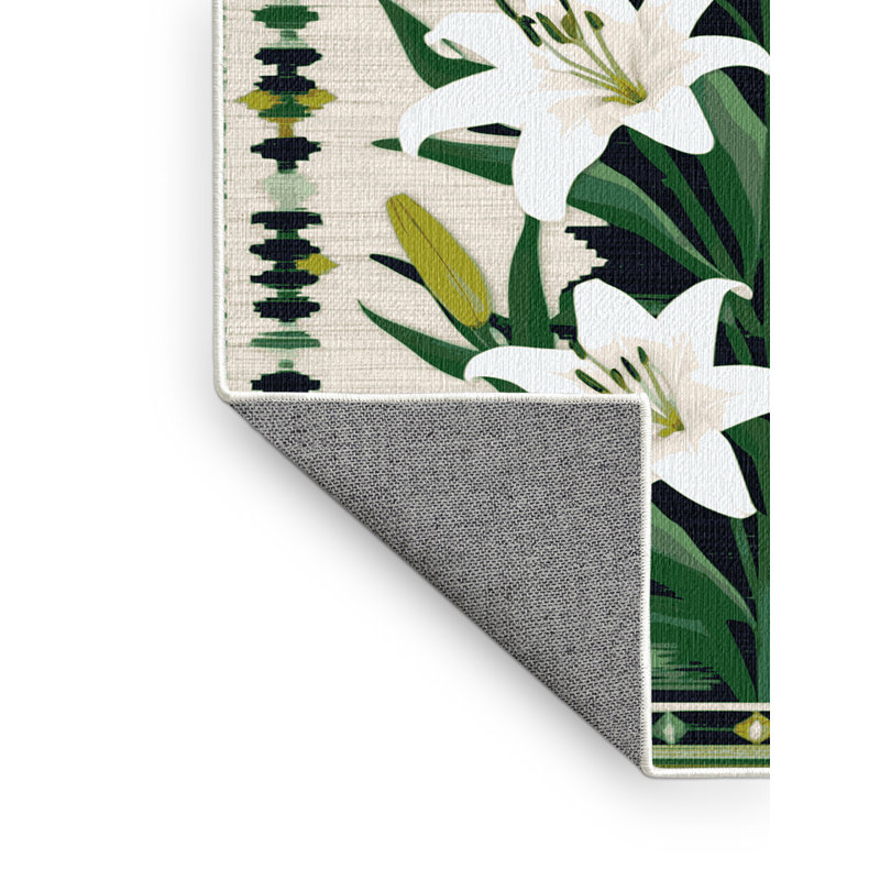 Washable Desert Lily Southwestern Area Rug, Rectangle 6' x 9'