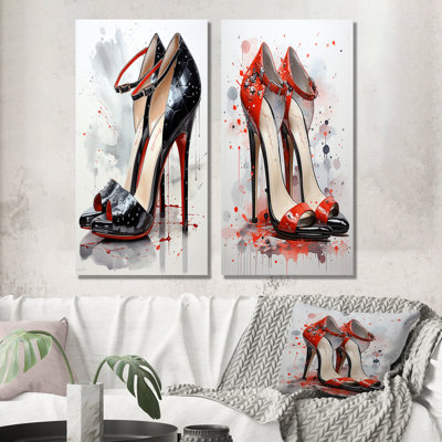 2 Pieces on Canvas - Black And Red High Heels Symphony I
