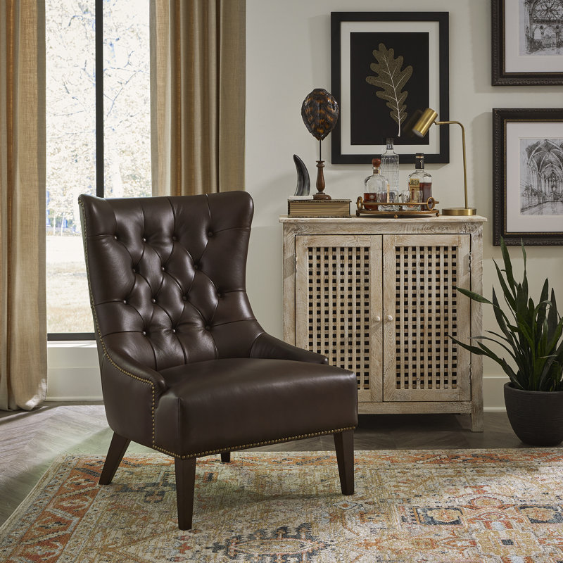 Tufted Upholstered Accent Chair, Brown