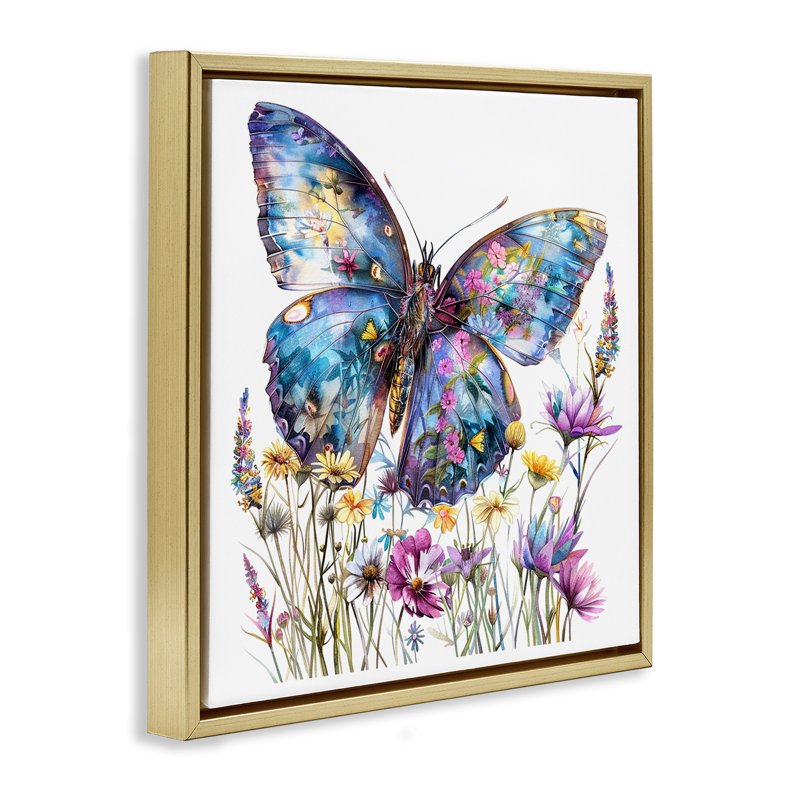  "Spring Garden Butterfly", art mural sur toile flottante par LSR Design Studio, H 25 po x l 25 po