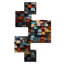 Cubes abstraits bleus et rouges IV - Cubisme abstrait, ensemble d'art mural carré de 5