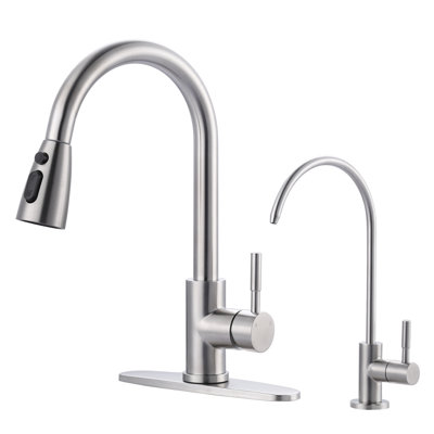 Ensemble de robinet de cuisine et de filtre à eau rétractable en acier inoxydable ARCORA