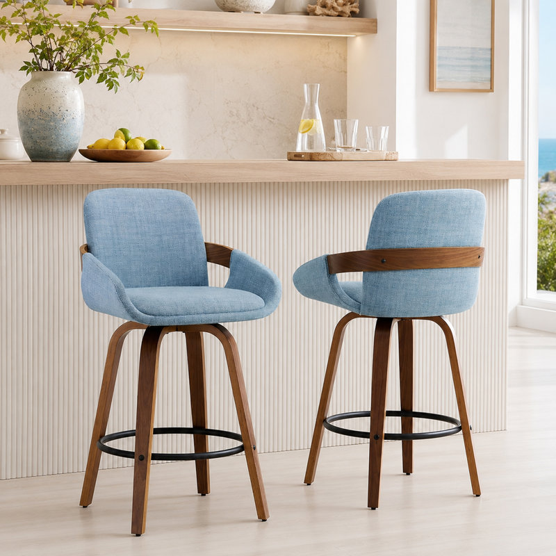 Swivel Bar & Counter Stool, Blue, 2