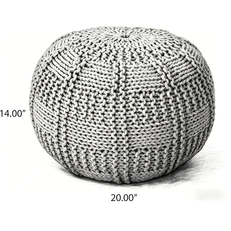 Pouf rond en coton 20 x 20 Yuny, Gris