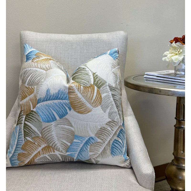 Housse de coussin en lin brodé, H 20 po x l 20 po