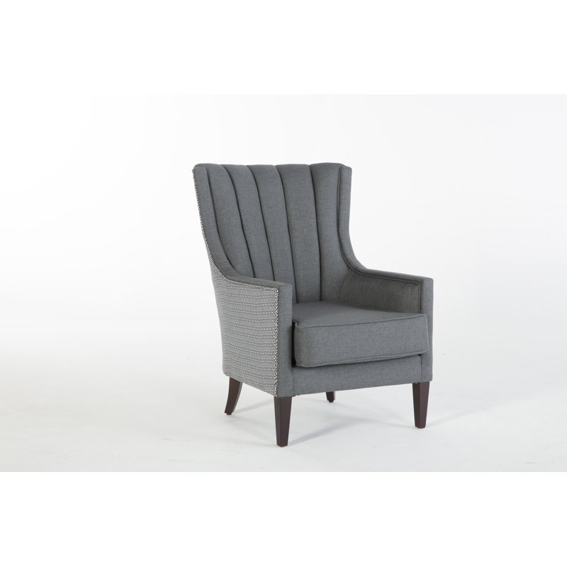 Palmer 29.5'' Wide Wingback Chair, Gray Polyester Blend