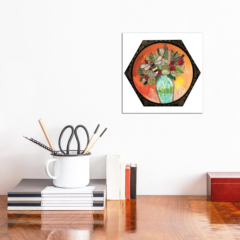 Bee And Blooms by Lynnette Shelley - Wrapped Canvas Painting, 30.48 cm H x 30.48 cm W