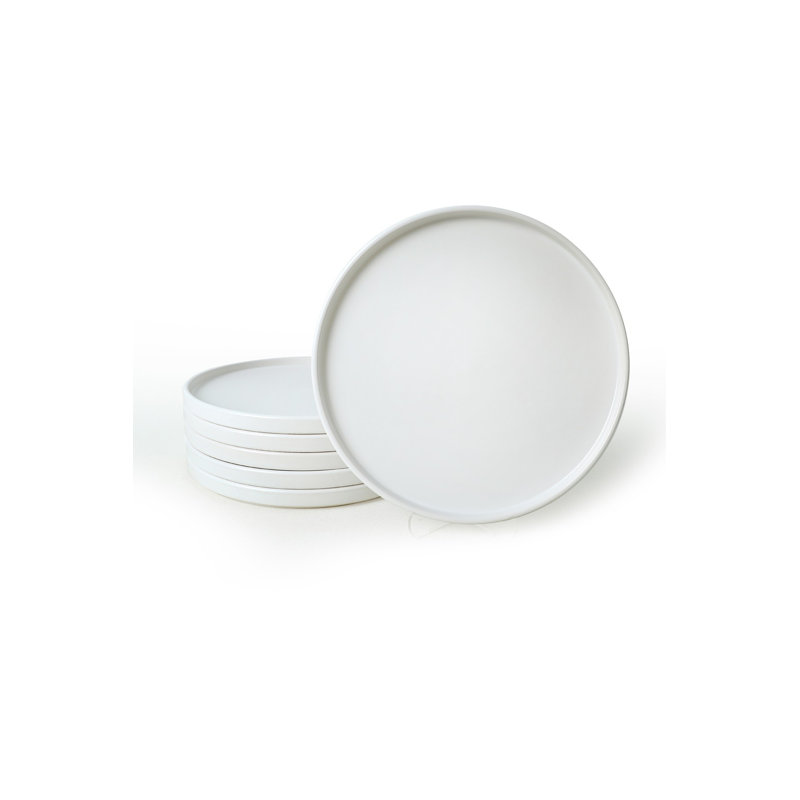 Ensemble d'assiettes de service de qualité supérieure (6 pièces), blanc mat, 10,6 po x 10,6 po x 1,0 po | 100% céramique, antibactérien et facile à nettoyer | Va au lave-vaisselle jusqu'à 122 ° F, va au micro-ondes | Idéal pour les repas et les réceptions élégants