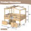 Lit mezzanine double avec escalier et tiroirs de rangement, lit mezzanine bas pour enfant avec toit de maison, structure en bois massif, aucun sommier nécessaire, naturel-131642568-131642571