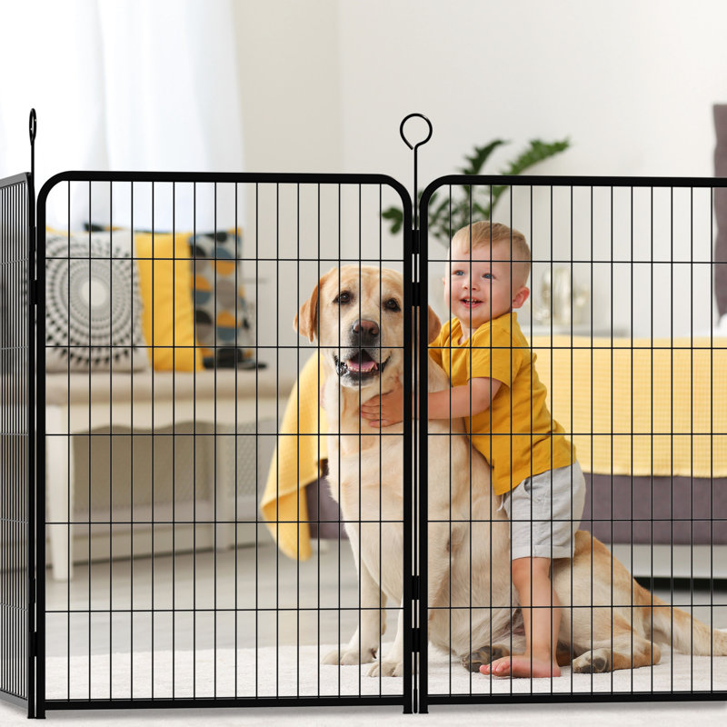 Enclos pour animaux de 40 po de hauteur robuste en métal 40 po, 16 panneaux avec barrière autobloquante, forme réglable, rouille, sans outils, réglage automatique de la gravité pour l'intérieur et l'extérieur