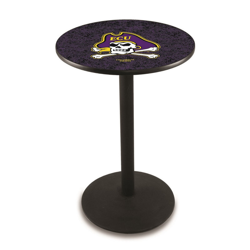 Round Metal Base Dining Table, Black Wrinkle, East Carolina University