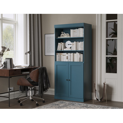 Palace Imports 100% Solid Wood 6-Shelf Bookcase, Shaker Doors, Adjustable Shelves, 32" Wide, 71.5" Tall