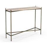 Morefield 32" Console Table In Modern Ivory Travertine Top On Iron Base