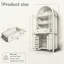 Grand garde-manger arqué cannelé de 71 pouces avec tablettes réglables, tiroir dissimulé et porte vitrée pour un rangement polyvalent et élégant.