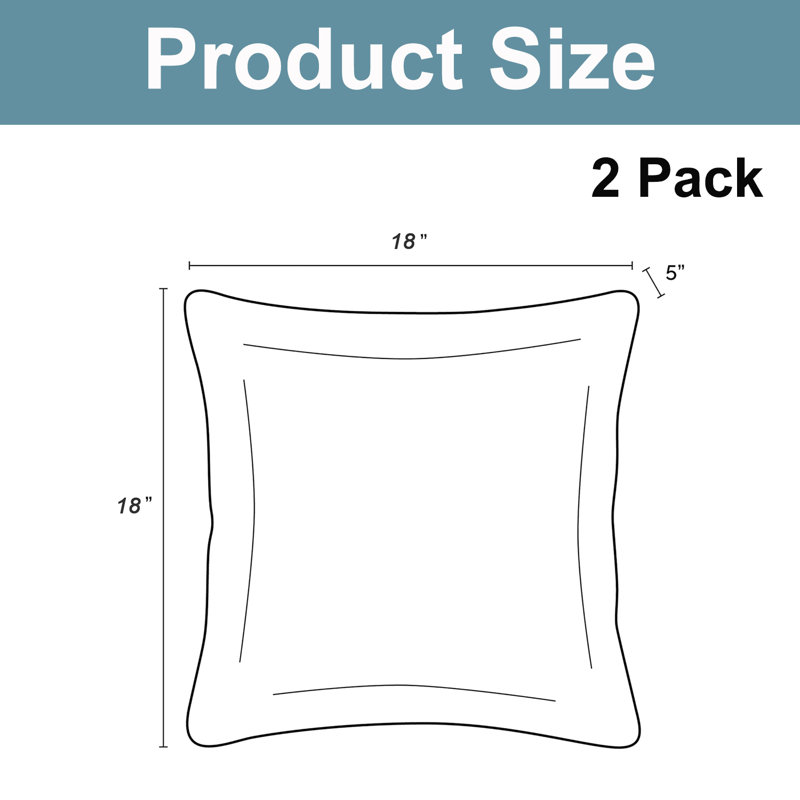 2 Pack Throw Pillows, Fade-Resistant Patio Cushions, Soft & Comfortable Decorative Pillow Covers 18X18 Inch