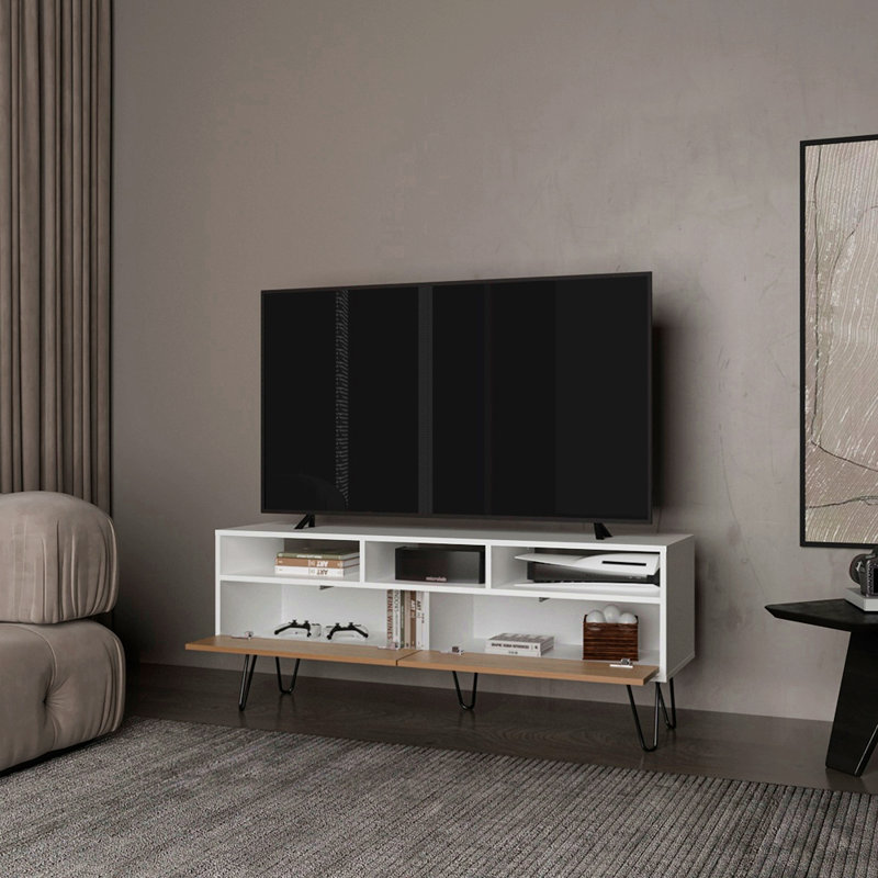 Meuble télé, salon, blanc / macadamia