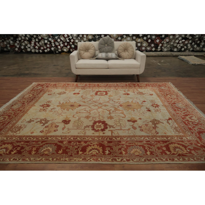 Élégant tapis oriental bleu et rouille avec motif de médaillon floral 8 x 10