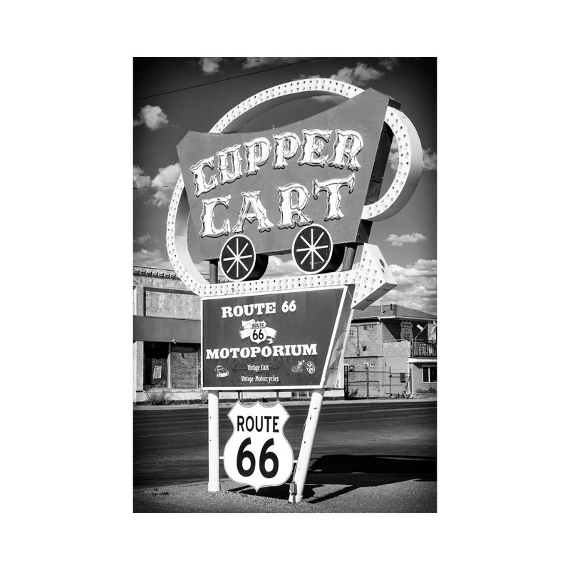 Black Arizona Series - Vintage Sign Route 66 Seligman 1 Piece Wrapped Canvas Wall Art, 20.32 cm H x 30.48 cm W
