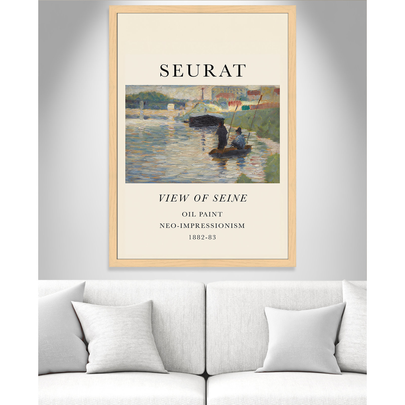 View Of Seine by Georges Seurat, No, Natural Single Picture Frame, 49" H x 35" W x 1.25" D