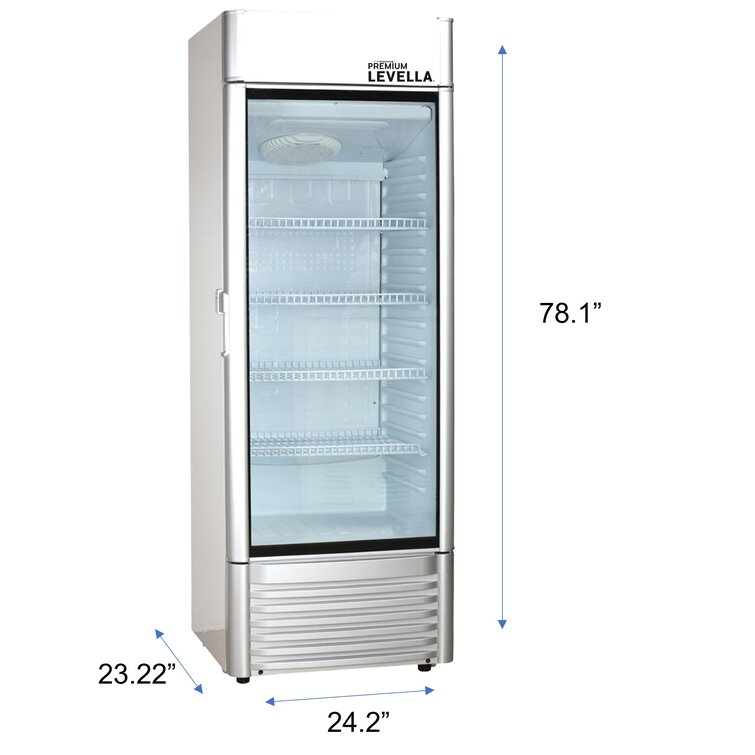 Premium Levella 12.5 Cu. ft. Commercial Upright Display Refrigerator Glass Door Beverage Cooler with Built-in Ice Maker in Black | PRFIM1257DX