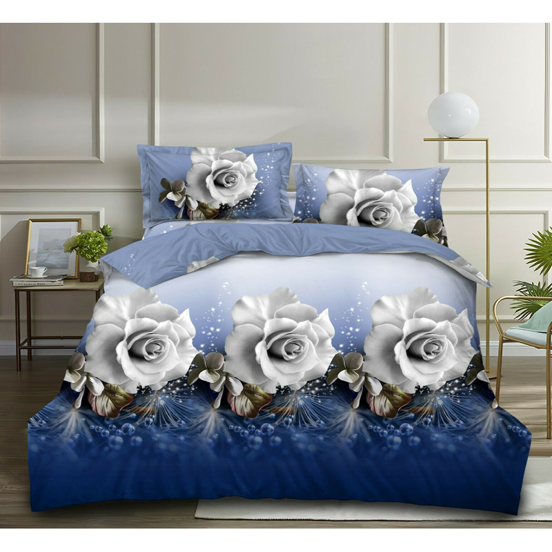 Chipps Polyester Floral Duvet Cover Set with Pillowcases Included, Super King - 2 Standard Pillowcases