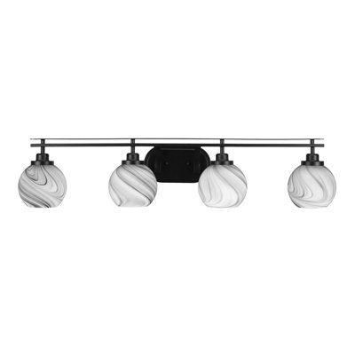 Afrida 4 Light Bath Bar Shown With 5.75" Onyx Swirl Glass