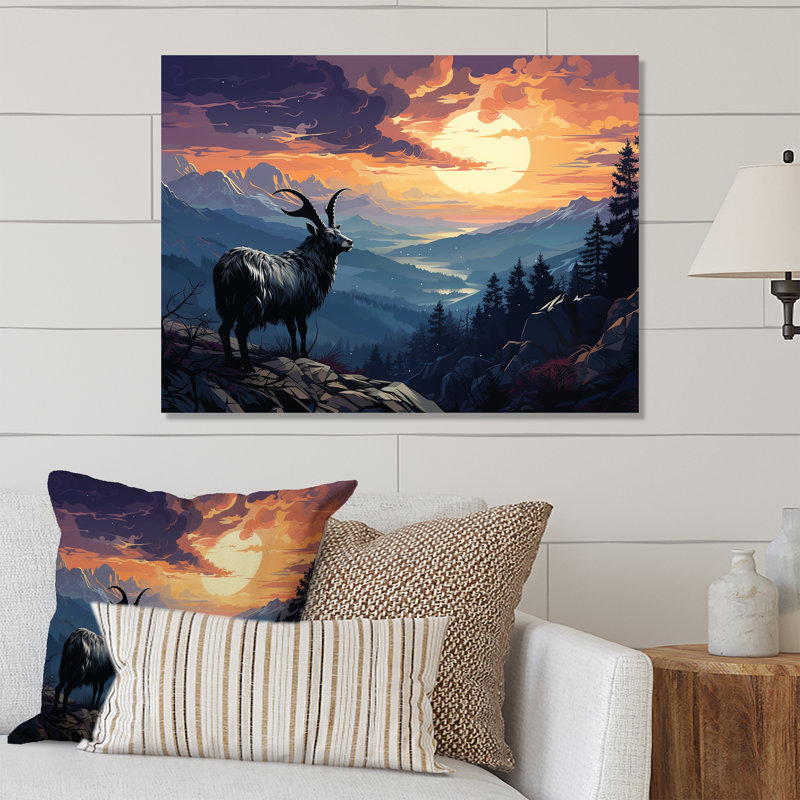 Buck Buck in Mountain I - Art mural en métal animal de chèvre MT134325, H 12 po x l 20 po x P 1 po