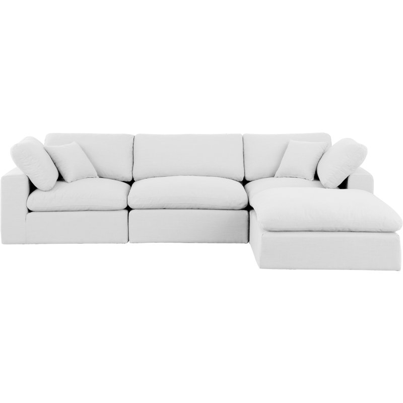 Humfrey Upholstered L-Shaped Sectional Reversible, White Linen Textured Fabric