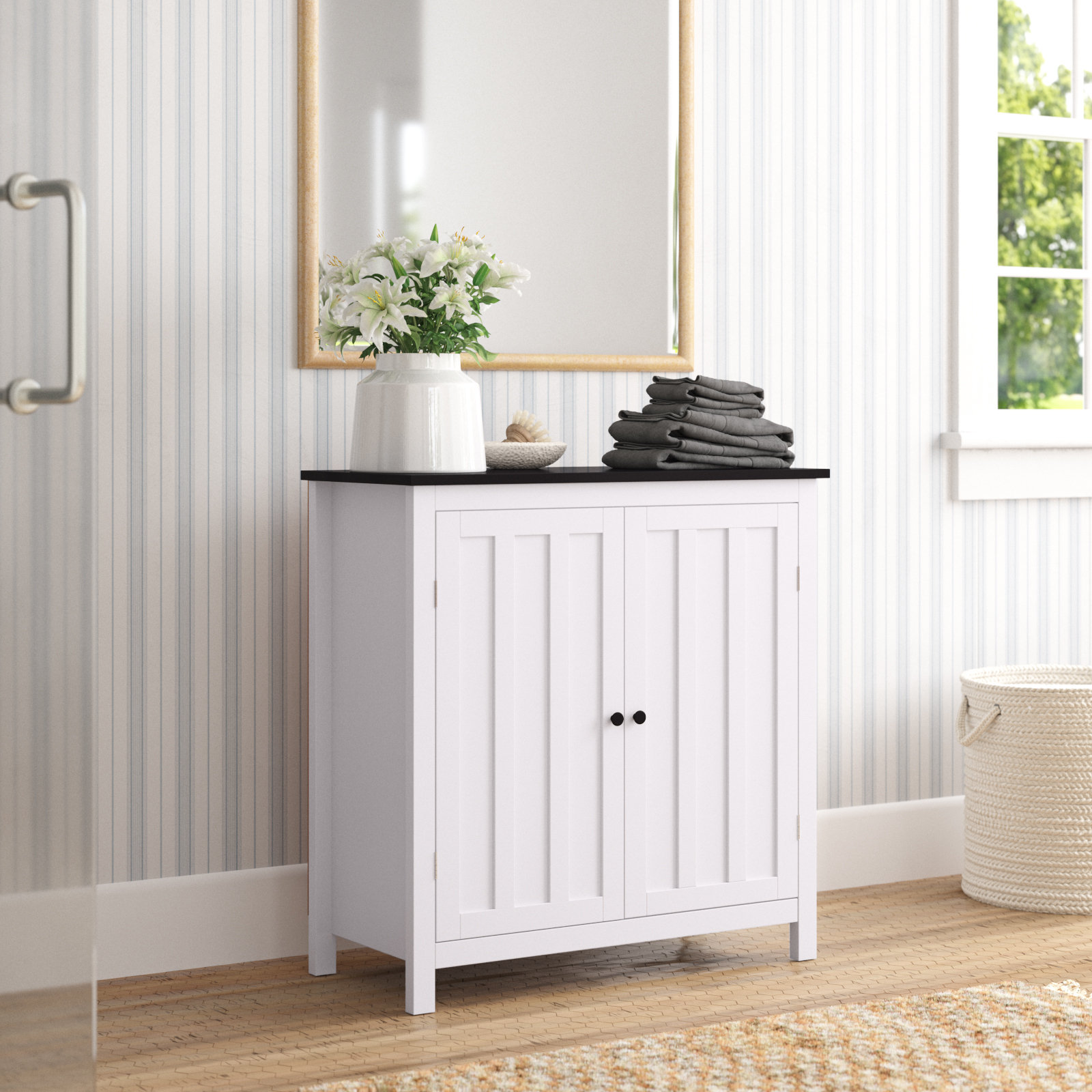 Lark Manor Angelin White Bathroom Cabinet & Reviews | Wayfair