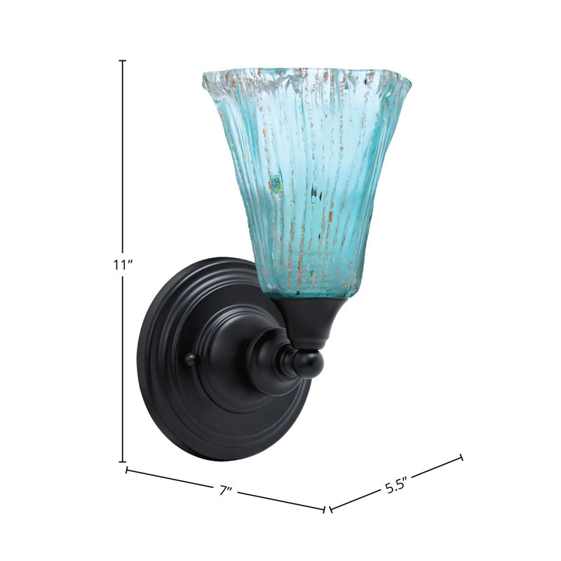 Wall Sconce Shown With 5.5" Fluted Crystal Glass, Gold Champagne, 11" H x 5.5" W x 7" D