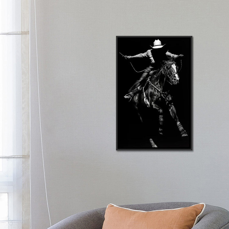 « scratching rodeo iii », impression sur toile, H 26 po x l 18 po x P 1,5 po, Pas de tapis, Toile avec cadre noir
