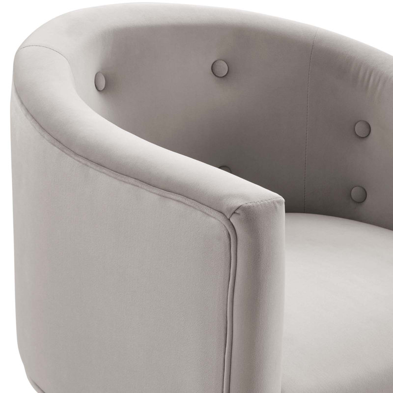 Savour Tufted Performance Velvet Accent Chair, Light Grey Velvet