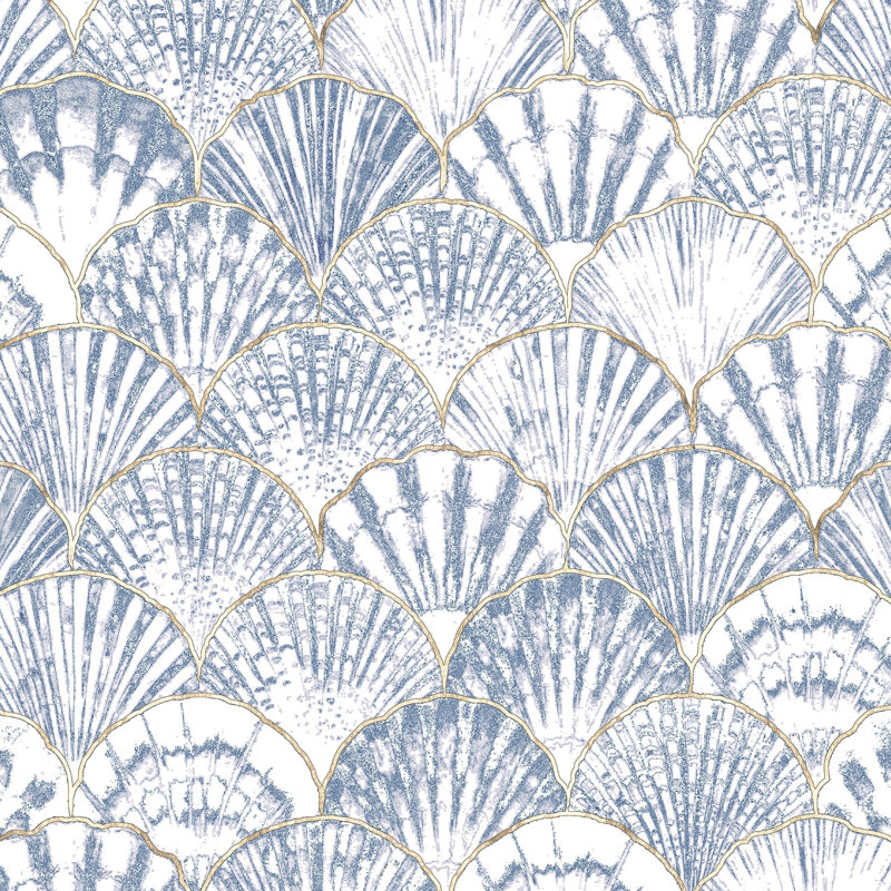Seashell Wallpaper Geometric Coastal Decorative Mural