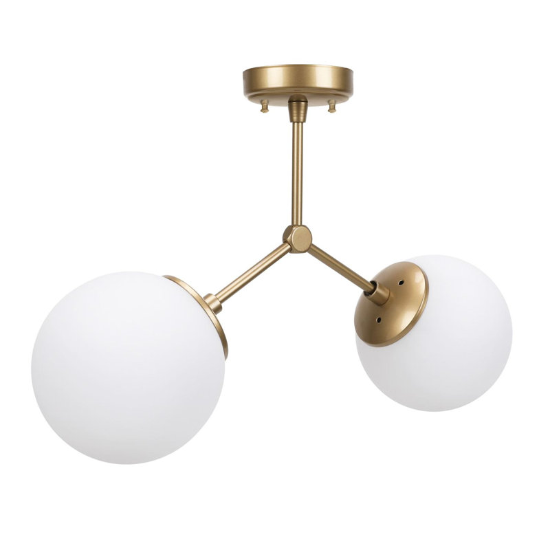 Plafonnier semi-encastré 2 lumières 17,32 po Navi, Or