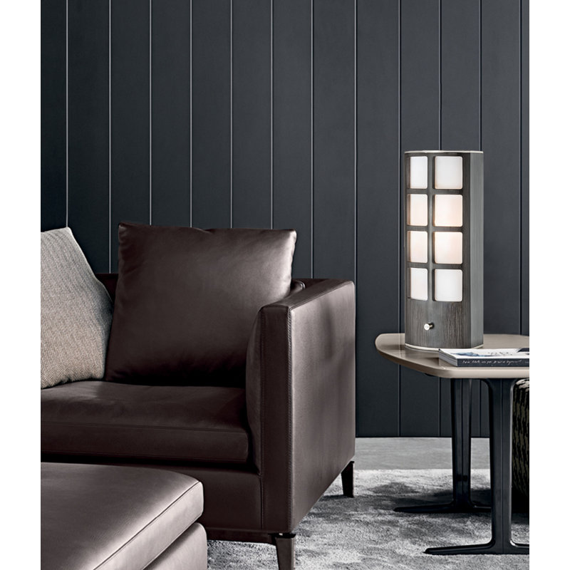 Lampe de table Ventana, 20 po, bois gris anthracite, gradateur