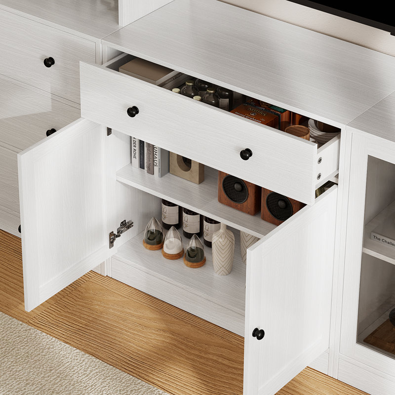 Meuble audio-vidéo en bois manufacturé Centerport, Blanc