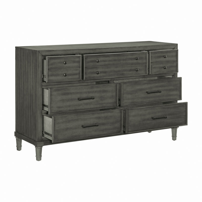 Commode de chambre à coucher en bois, commode de style transitionnel avec 7 tiroirs, commode de rangement de chambre à coucher pour la maison