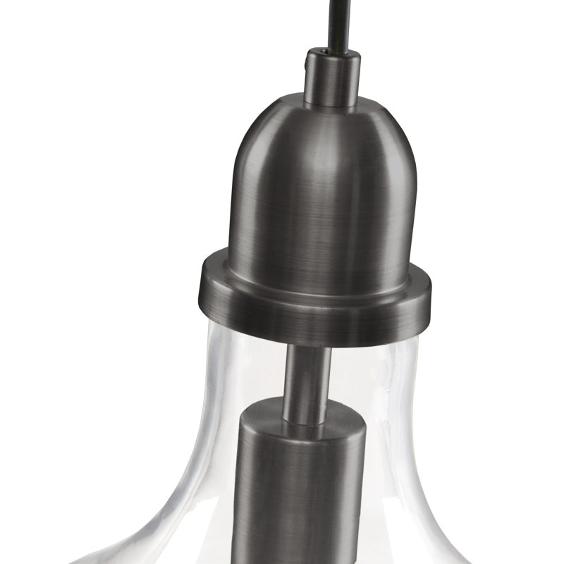 Luminaire suspendu en verre 9 po Bartola, Bronze, Transparent, H 14,5 po x l 9 po x P 9 po