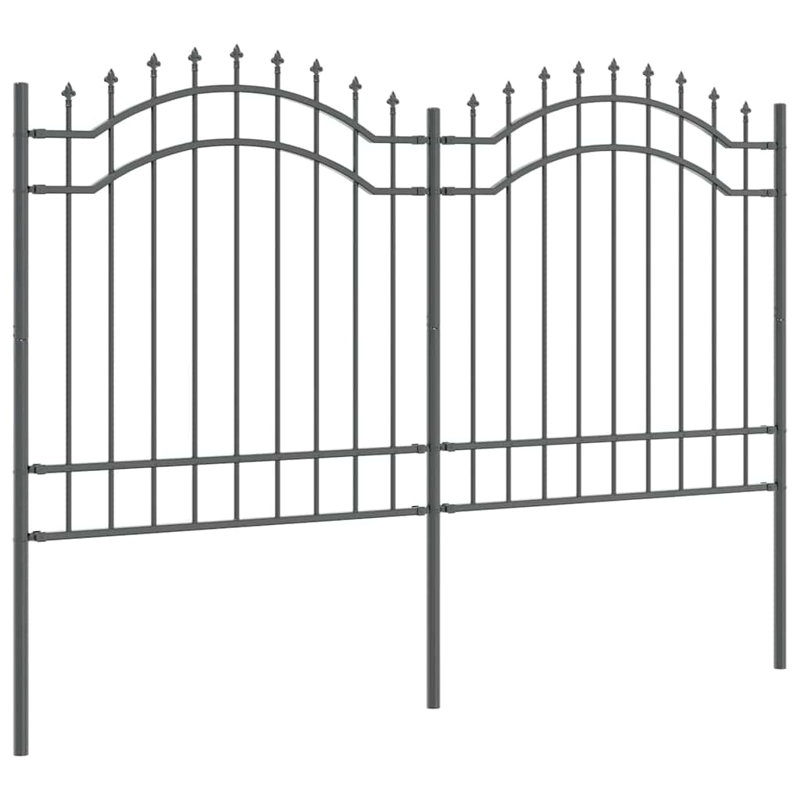 Vidaxl Garden Fence Powder-Coated Steel, Grey, 240cm H x 165cm W x 3.2cm D