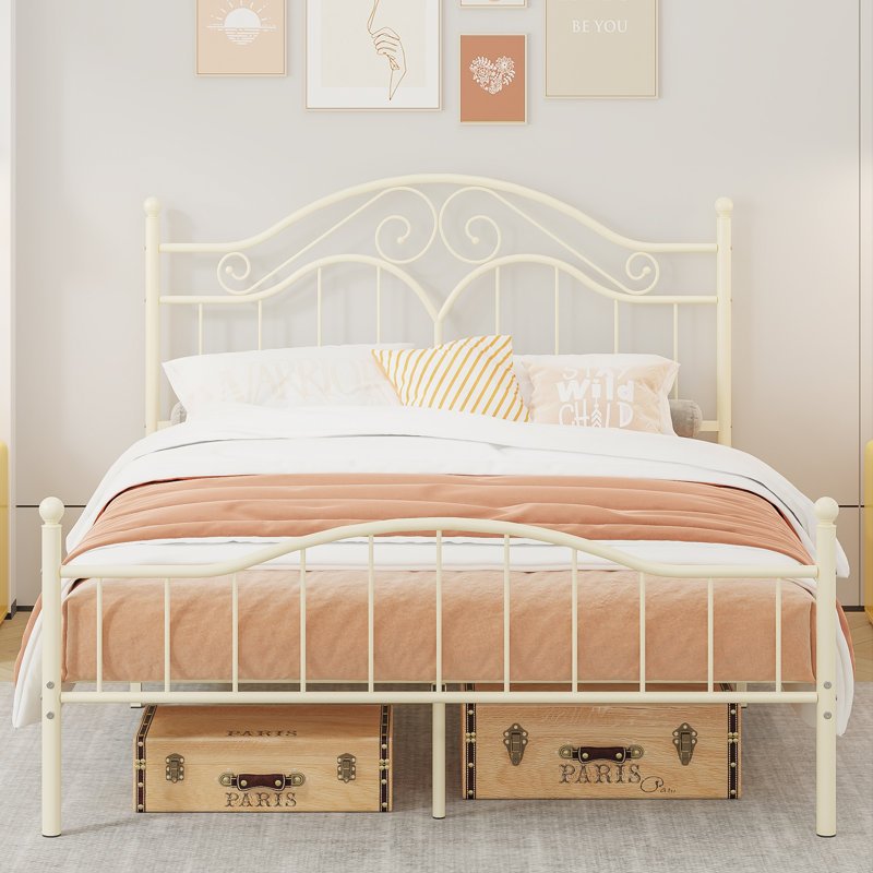 Turkay Metal Canopy Bed Frame, Beige