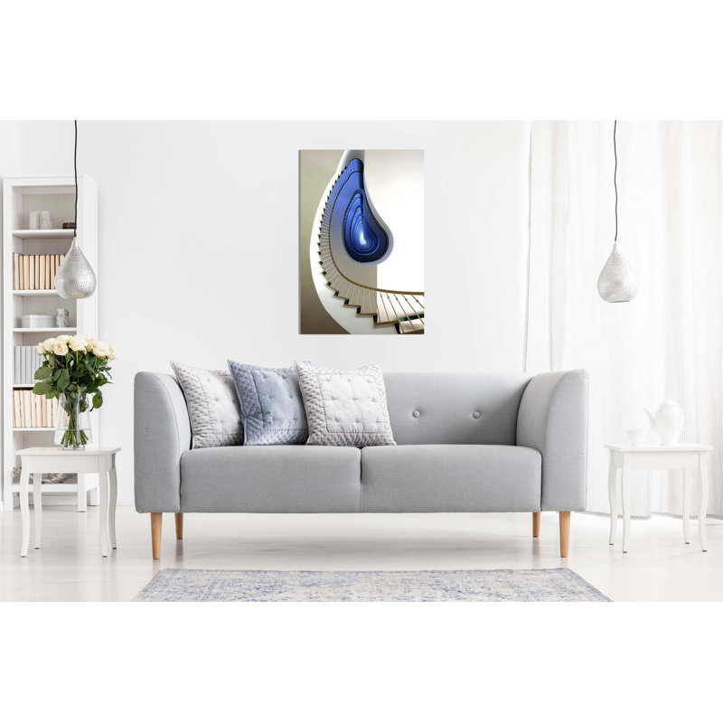 Blue Infinite Staircase Artistic - Wrapped Canvas Print, 31cm H x 20cm W