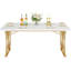 Grande table de salle à manger de 63 po moderne en or blanc pour 4-6 personnes avec pieds géométriques